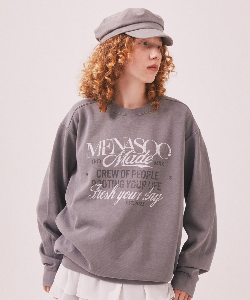 MENASOO(ミナス)の「Menasoo Pigment Oversized Sweatshirt_Gray(スウェット・レディース・ライトグレー・SMALL/MEDIUM)」の12枚目の写真