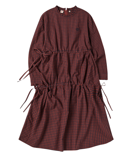 COMONINOZ（コモニノズ）の「W LONG SLEEVE CHECK ONE-PIECE [RED]（ワンピース・レディース・レッド・FREE）」の2枚目の写真
