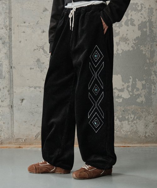 ボヘミアンバルーンフィットコーデュロイバンディングパンツ[ブラック]_SEPT071BLACK