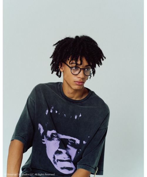 ADAM PATEK(アダムパテック)の「【ADAMPATEK/アダムパテック】Frankenstein face print T プリントTee(Tシャツ/カットソー・メンズ・グリーン/パープル・1/2)」の1枚目の写真