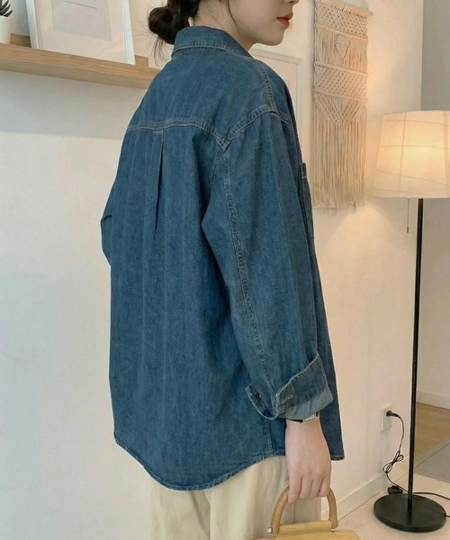 cammie（キャミー）の「デニムシャツ（シャツ/ブラウス・レディース・インディゴブルー/ブルー・M/L）」の9枚目の写真