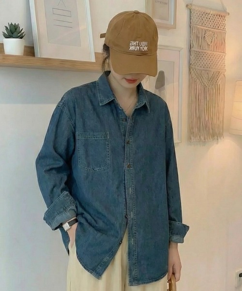 cammie（キャミー）の「デニムシャツ（シャツ/ブラウス・レディース・インディゴブルー/ブルー・M/L）」の10枚目の写真
