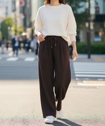 パンツ/とろみウエストゴムワイドイージーパンツ