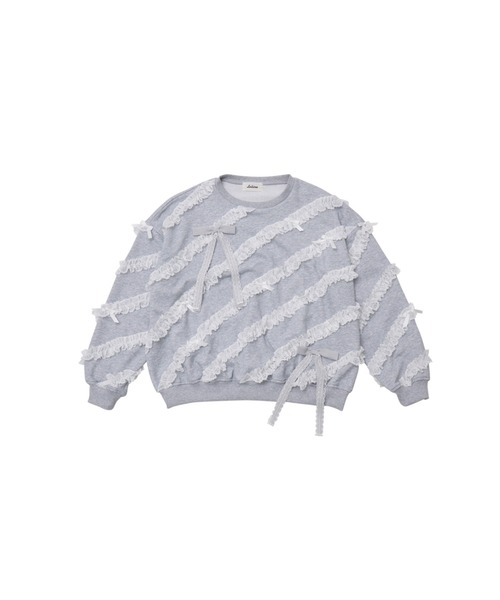 Lolime by mellfy memory(ロリミー バイ メルフィーメモリー)の「lacy ribbon sweatshirt(スウェット・レディース・ホワイト/ピンク/グレー・FREE)」の2枚目の写真