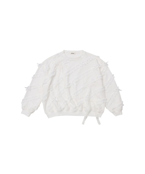 Lolime by mellfy memory(ロリミー バイ メルフィーメモリー)の「lacy ribbon sweatshirt(スウェット・レディース・ホワイト/ピンク/グレー・FREE)」の1枚目の写真