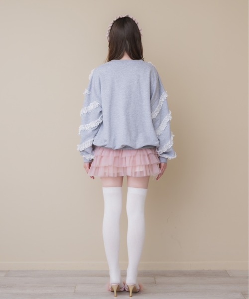 Lolime by mellfy memory(ロリミー バイ メルフィーメモリー)の「lacy ribbon sweatshirt(スウェット・レディース・ホワイト/ピンク/グレー・FREE)」の21枚目の写真