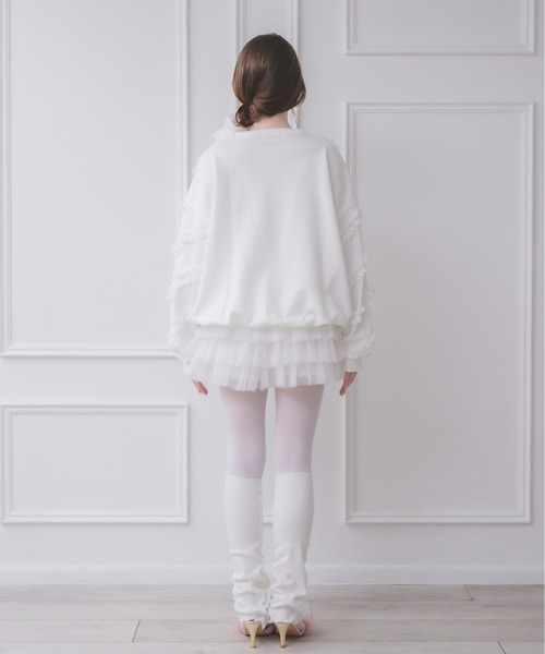 Lolime by mellfy memory(ロリミー バイ メルフィーメモリー)の「lacy ribbon sweatshirt(スウェット・レディース・ホワイト/ピンク/グレー・FREE)」の16枚目の写真