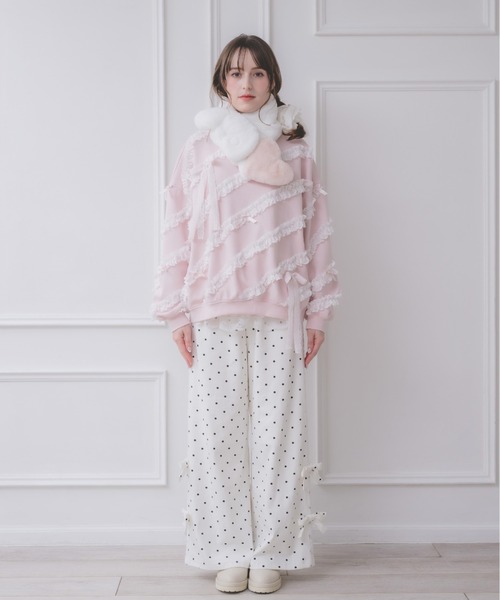Lolime by mellfy memory(ロリミー バイ メルフィーメモリー)の「lacy ribbon sweatshirt(スウェット・レディース・ホワイト/ピンク/グレー・FREE)」の17枚目の写真