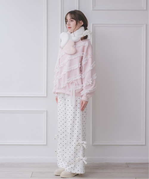 Lolime by mellfy memory(ロリミー バイ メルフィーメモリー)の「lacy ribbon sweatshirt(スウェット・レディース・ホワイト/ピンク/グレー・FREE)」の18枚目の写真