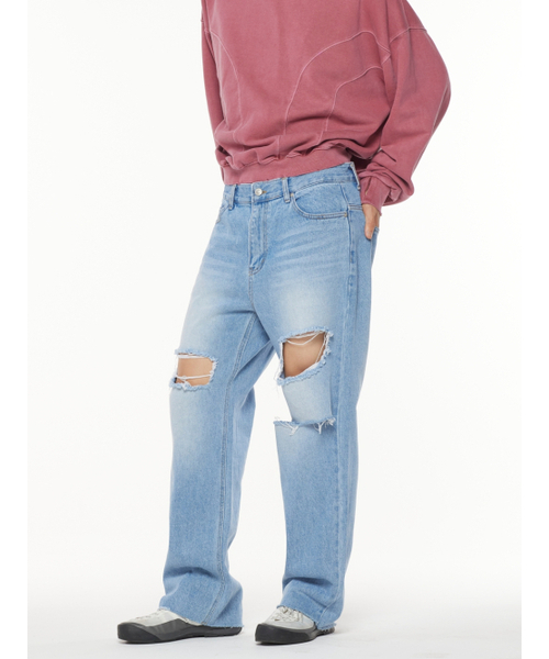 THESTORI(ザ・ストリ)の「バイトデストロイドデニムパンツ(ブルー)(デニムパンツ・メンズ・その他・1(M)/2(L)/3(XL))」の2枚目の写真