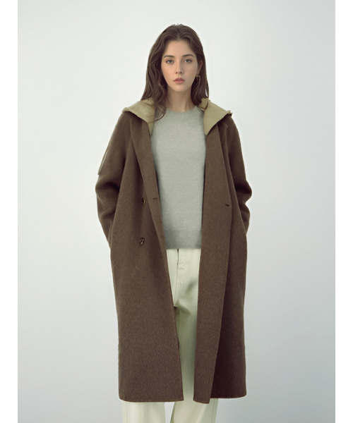 ACUD（アクド）の「Detachable Hoodie Handmade Coat _Brown（チェスターコート・レディース・ブラウン・FREE）」の2枚目の写真