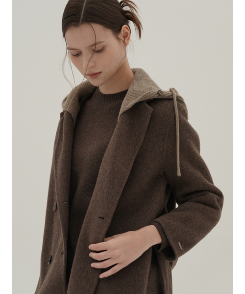 ACUD（アクド）の「Detachable Hoodie Handmade Coat _Brown（チェスターコート・レディース・ブラウン・FREE）」の3枚目の写真