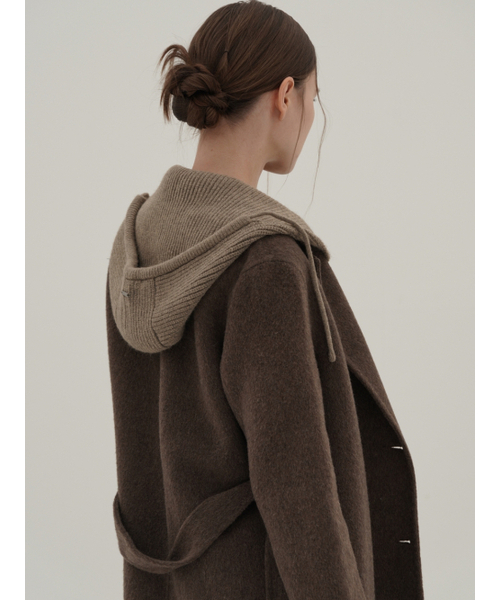 ACUD（アクド）の「Detachable Hoodie Handmade Coat _Brown（チェスターコート・レディース・ブラウン・FREE）」の4枚目の写真