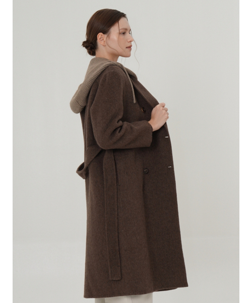 ACUD（アクド）の「Detachable Hoodie Handmade Coat _Brown（チェスターコート・レディース・ブラウン・FREE）」の5枚目の写真