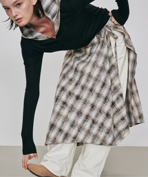 DEARMYDEER（ディアマイディア）の「チェックドレープフリンジラップスカート(ブラウン)（スカート）」