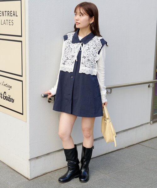 Kastane(カスタネ)の「【マルチウェイ/袖取り外し可能】レース付きフレアトレンチコート(トレンチコート・レディース・アイボリー/ネイビー・FREE)」の13枚目の写真