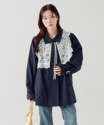 Kastane（カスタネ）の「【マルチウェイ/袖取り外し可能】レース付きフレアトレンチコート（トレンチコート）」