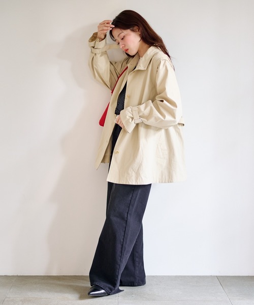 Kastane(カスタネ)の「【マルチウェイ/袖取り外し可能】レース付きフレアトレンチコート(トレンチコート・レディース・アイボリー/ネイビー・FREE)」の4枚目の写真