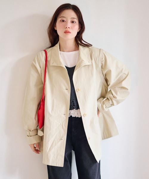 Kastane(カスタネ)の「【マルチウェイ/袖取り外し可能】レース付きフレアトレンチコート(トレンチコート・レディース・アイボリー/ネイビー・FREE)」の5枚目の写真