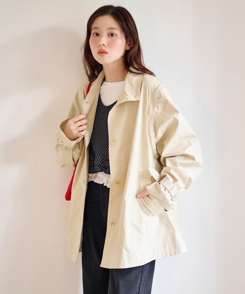 Kastane(カスタネ)の「【マルチウェイ/袖取り外し可能】レース付きフレアトレンチコート(トレンチコート・レディース・アイボリー/ネイビー・FREE)」の6枚目の写真