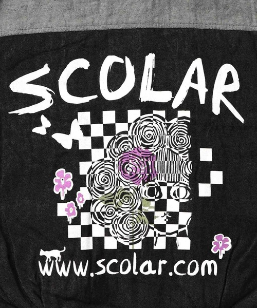 ScoLar(スカラー)の「ScoLar(スカラー) 落書きモザイク柄デニム×ボアジャケット(デニムジャケット・レディース・ネイビー/ブラック・MEDIUM)」の15枚目の写真
