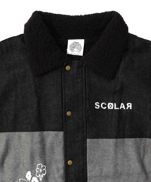 ScoLar(スカラー)の「ScoLar(スカラー) 落書きモザイク柄デニム×ボアジャケット(デニムジャケット・レディース・ネイビー/ブラック・MEDIUM)」の16枚目の写真