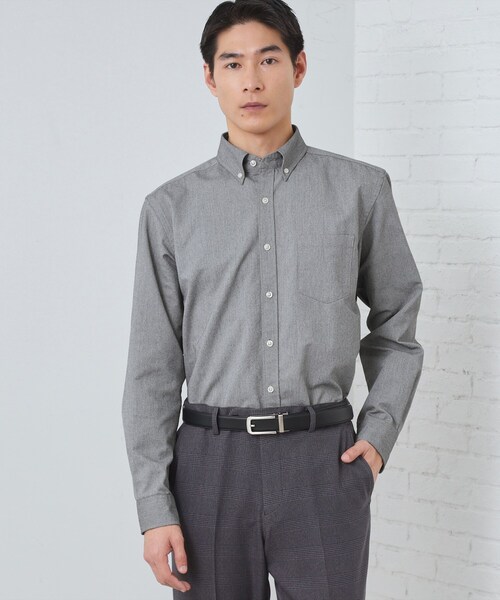 THE SHOP TK (ザ ショップ ティーケー )の「【ON/OFF兼用】シャンブレー オックスシャツ 洗濯機OK / 吸水速乾 / 汗じみ防止(ビジネスシャツ・メンズ・ライトグレー/サックスブルー/オフホワイト・01/02/03/04)」の2枚目の写真