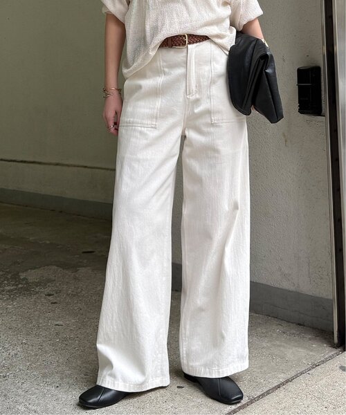 LBC(エルビーシー)の「コットンベイカーワイドパンツ(その他パンツ・レディース・チャコール/カーキ/オフホワイト・L/M)」の2枚目の写真