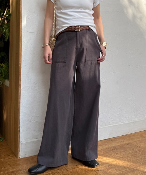 LBC(エルビーシー)の「コットンベイカーワイドパンツ(その他パンツ・レディース・チャコール/カーキ/オフホワイト・L/M)」の3枚目の写真