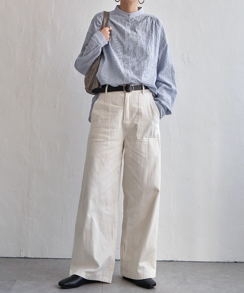 LBC(エルビーシー)の「コットンベイカーワイドパンツ(その他パンツ・レディース・チャコール/カーキ/オフホワイト・L/M)」の6枚目の写真