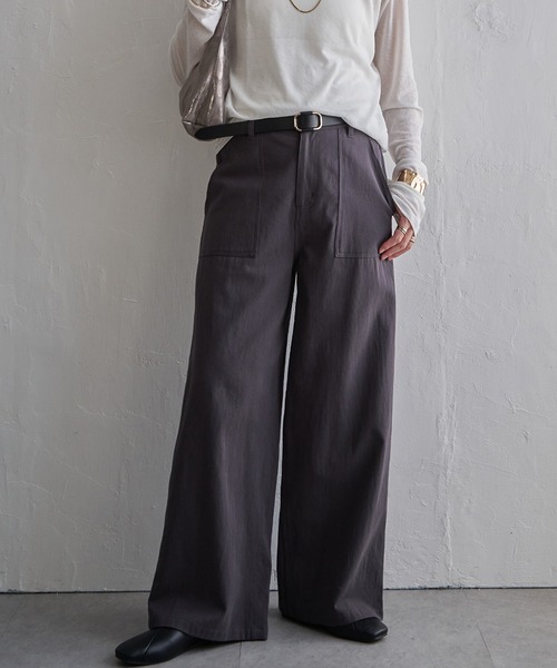 LBC(エルビーシー)の「コットンベイカーワイドパンツ(その他パンツ・レディース・チャコール/カーキ/オフホワイト・L/M)」の5枚目の写真