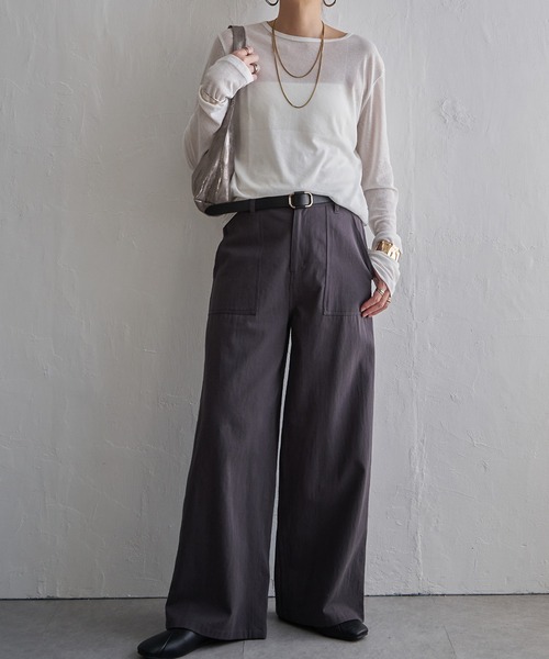 LBC(エルビーシー)の「コットンベイカーワイドパンツ(その他パンツ・レディース・チャコール/カーキ/オフホワイト・L/M)」の8枚目の写真