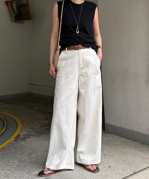 LBC（エルビーシー）の「コットンベイカーワイドパンツ（その他パンツ・レディース・チャコール/カーキ/オフホワイト・L/M）」の19枚目の写真