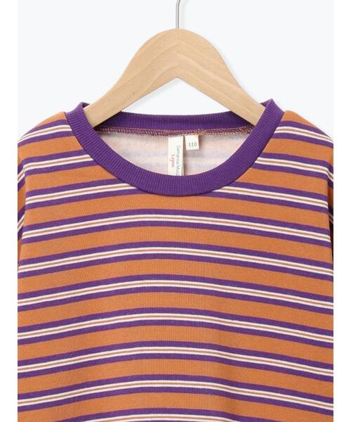 Samansa Mos2 Lagom（サマンサモスモスラーゴム）の「マルチボーダー裏起毛トレーナー（Tシャツ/カットソー・キッズ・キャメル/サックスブルー・100/110/120/130/95）」の4枚目の写真