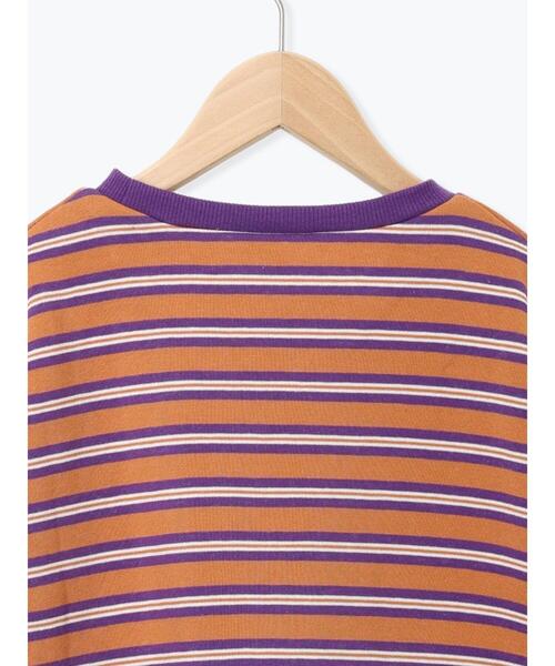 Samansa Mos2 Lagom（サマンサモスモスラーゴム）の「マルチボーダー裏起毛トレーナー（Tシャツ/カットソー・キッズ・キャメル/サックスブルー・100/110/120/130/95）」の7枚目の写真