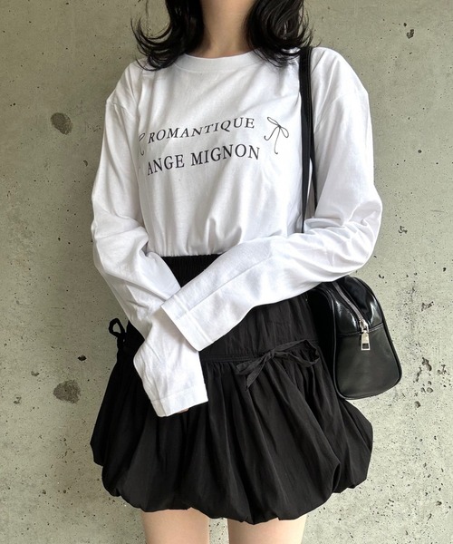 etta(エタ)の「テキストリボンロンT/長袖Tシャツ(Tシャツ/カットソー・レディース・ホワイト・MEDIUM/LARGE)」の1枚目の写真