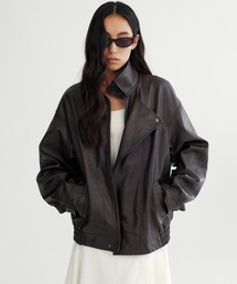 Bie（ビエ）の「ダブルカラーシンセティックレザージャケット（ブルゾン）」