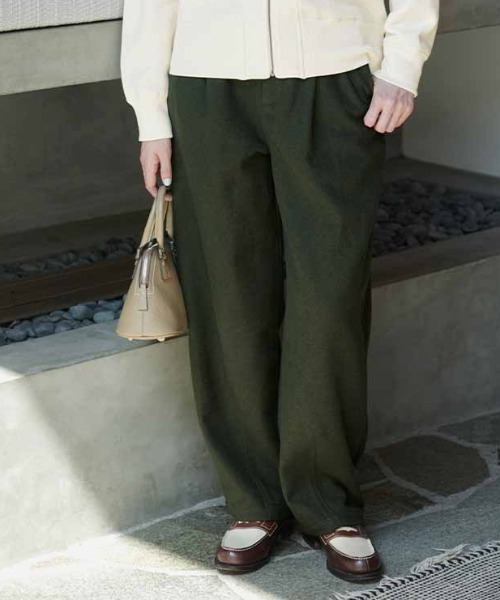 オリーブグリーン ワークパンツ M THREE FIFTY STANDARD ミリタリーテイストの起毛