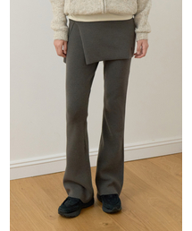 Bb' BENETTON（ビーフラットベネトン）の「レイヤードニットスカートパンツ (ダークグレー)（その他パンツ）」