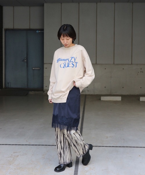 Ameri(アメリ)の「CONCEPT DOCKING CUT TOP(Tシャツ/カットソー・レディース・アイボリー/スミクロ/ブラウン・FREE)」の4枚目の写真