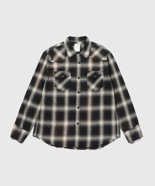 STUDIOUS（ステュディオス）の「【FACCIES/ファッチーズ】FADED OMBRE WESTERN SH（シャツ/ブラウス・メンズ・ブラック/グレー・1/2）」の2枚目の写真