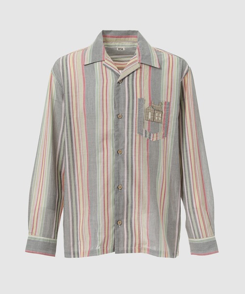KHOKI（コッキ）の「Hand-Embroidered Stripe Shirt（シャツ/ブラウス・メンズ・ブラック/ホワイト・3）」の2枚目の写真