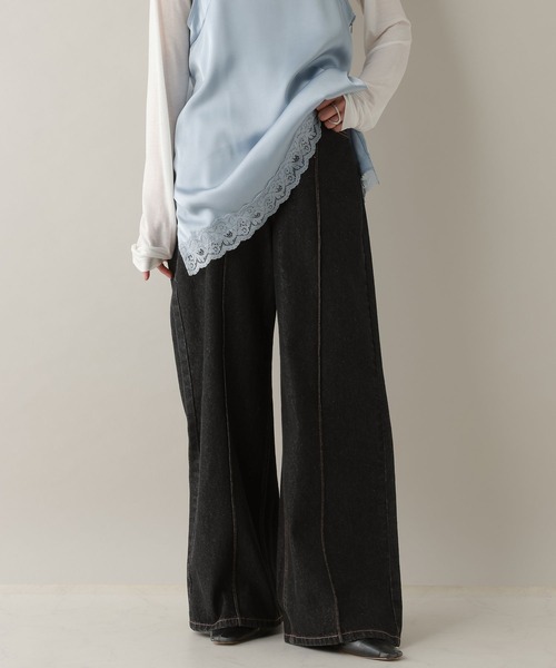 RAGEBLUE（レイジブルー）の「ステッチデザイン/ピンタックデニムパンツ/セットアップ対応（デニムパンツ・レディース・ブラック/ブルー・FREE）」の2枚目の写真