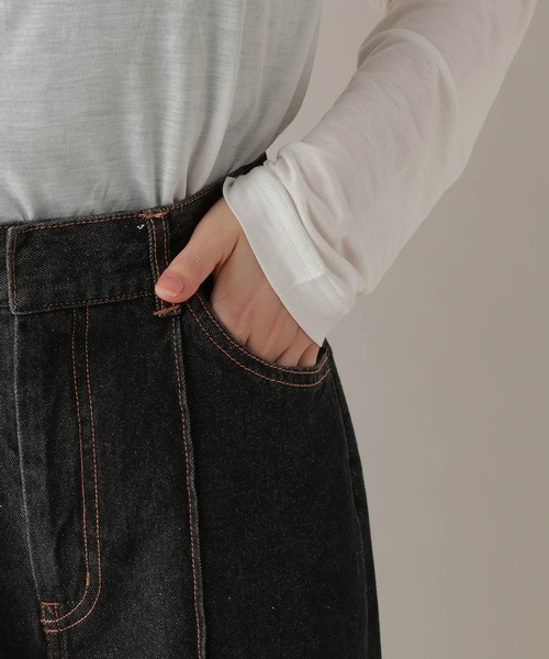 RAGEBLUE（レイジブルー）の「ステッチデザイン/ピンタックデニムパンツ/セットアップ対応（デニムパンツ・レディース・ブラック/ブルー・FREE）」の7枚目の写真