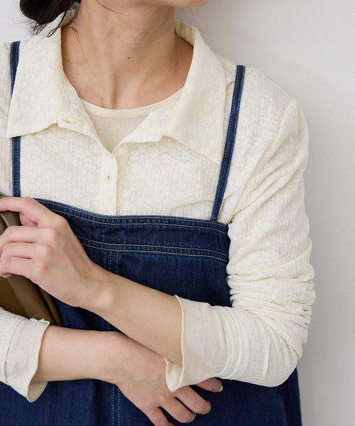 SLOBE IENA（スローブイエナ）の「レースエリツキロンT（Tシャツ/カットソー・レディース・ブラック/アイボリー・FREE）」の2枚目の写真