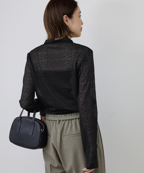 SLOBE IENA（スローブイエナ）の「レースエリツキロンT（Tシャツ/カットソー・レディース・ブラック/アイボリー・FREE）」の4枚目の写真