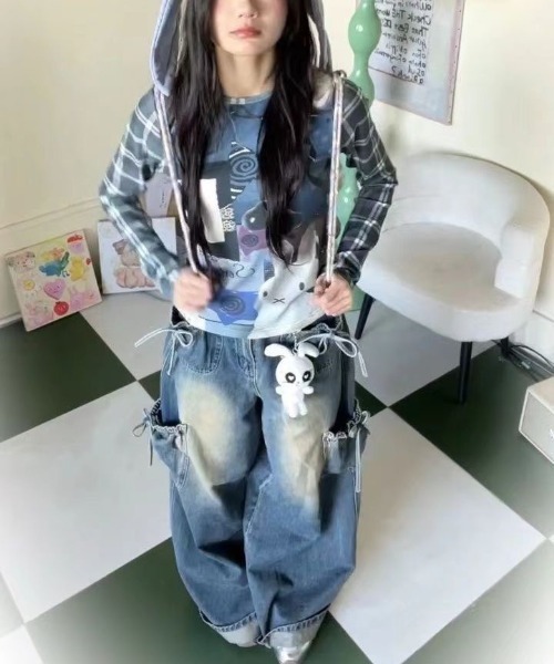ViViDAY（ビビデー）の「リボンデニムワイドパンツ（デニムパンツ・レディース・ブルー・L/S/M）」の11枚目の写真