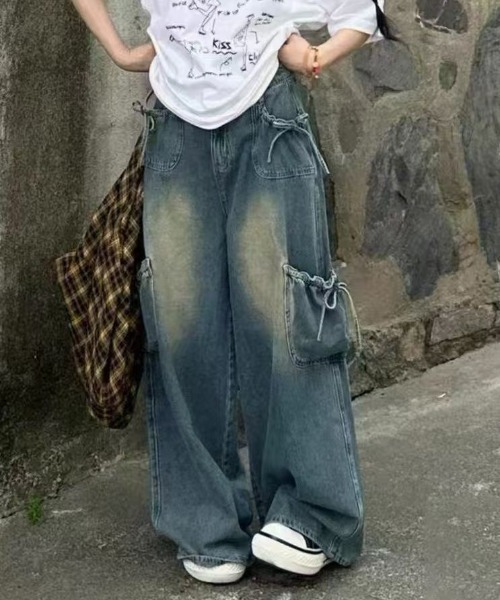 ViViDAY（ビビデー）の「リボンデニムワイドパンツ（デニムパンツ・レディース・ブルー・L/S/M）」の13枚目の写真