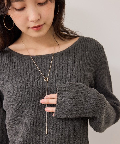 VIS（ビス）の「ハートポイントチェーンYネックレス（ネックレス・レディース・シルバー/ゴールド・FREE）」の2枚目の写真