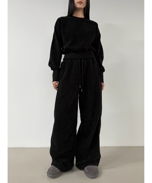 Didot.showroom(ディドット ショールーム)の「【DIDOT.】ピンタックワイドパンツ(フリース裏起毛・裾絞り可能)(スウェットパンツ・レディース・ネイビー/ブラック/ブラウン・FREE)」の11枚目の写真